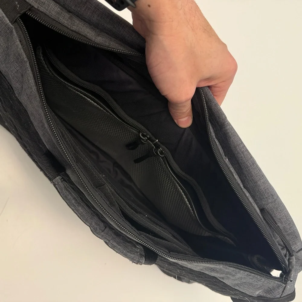 Acme Made Divisadero Grey Black Canvas Laptop Messenger Bag‎ Mens Womens